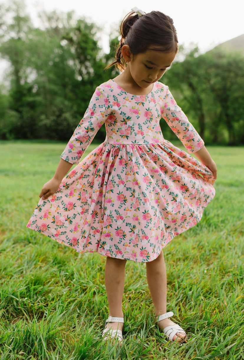 Peach Bouquet Twirl Dress