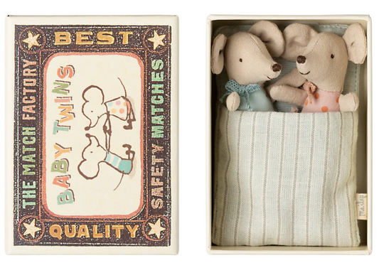 Twins-Baby Mice, Grey Stripe Blanket