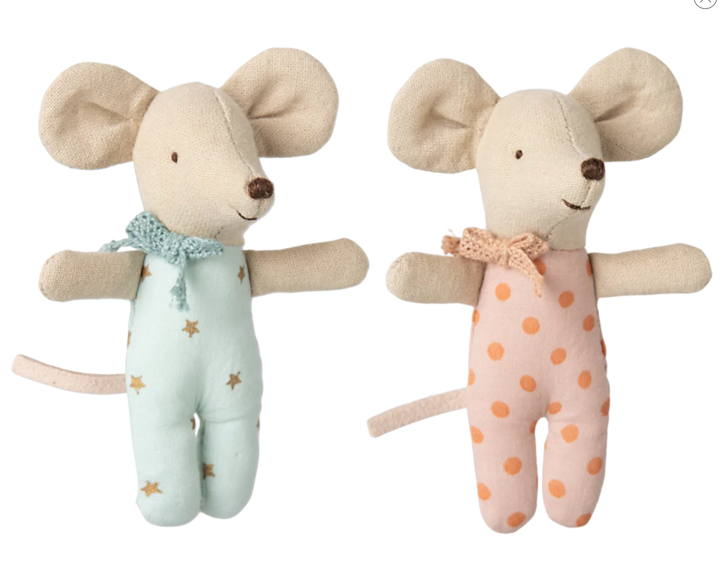 Twins-Baby Mice, Grey Stripe Blanket