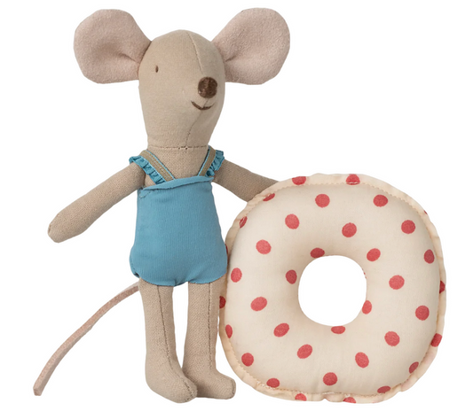 Beach Mouse With Float- Little Sister, Red Dot
