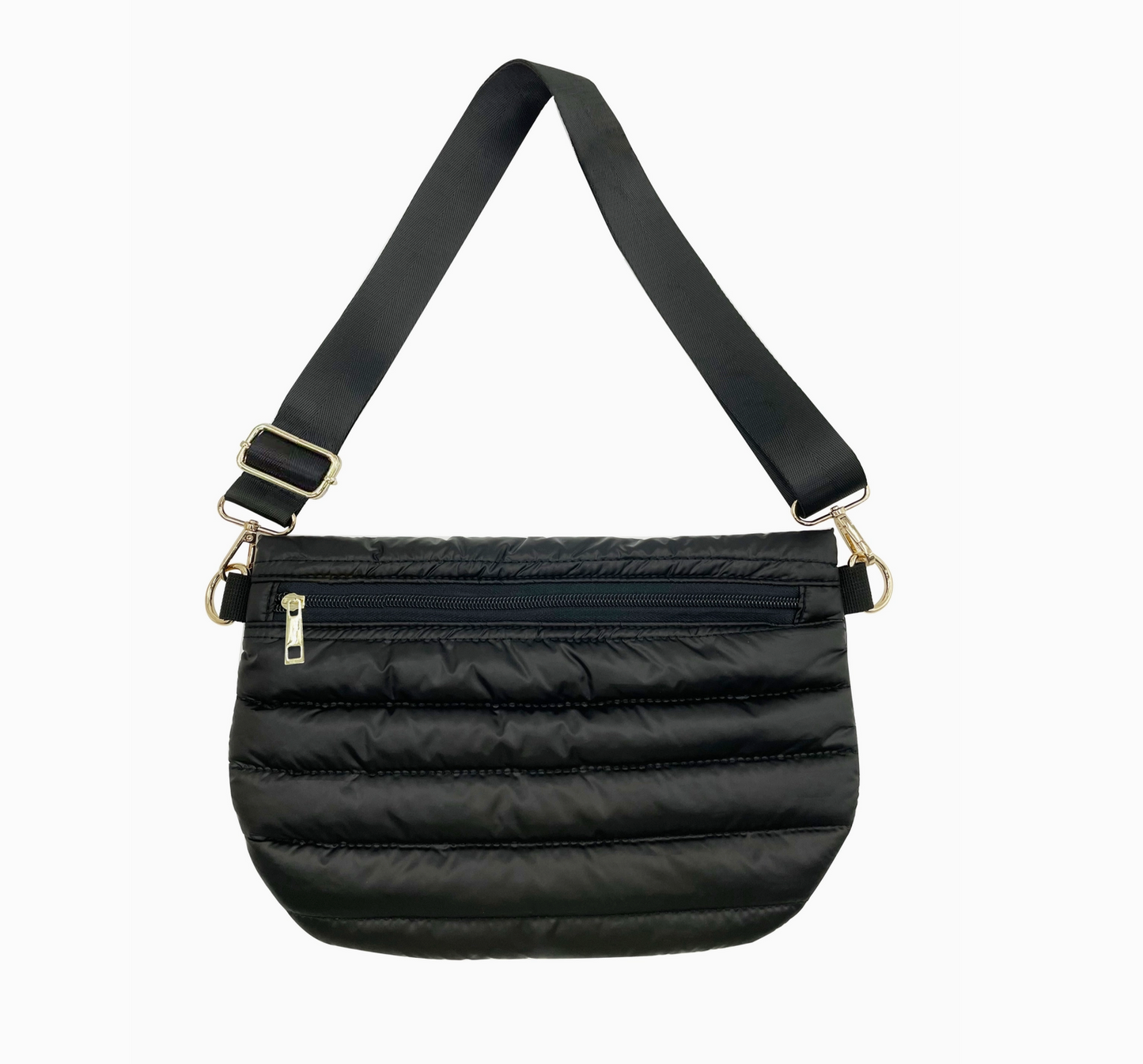 Black Puffer Messenger Crossbody Bag