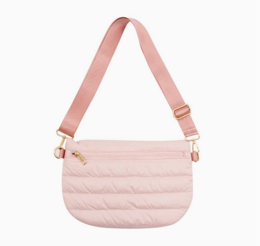 Pink Puffer Messenger Crossbody Bag