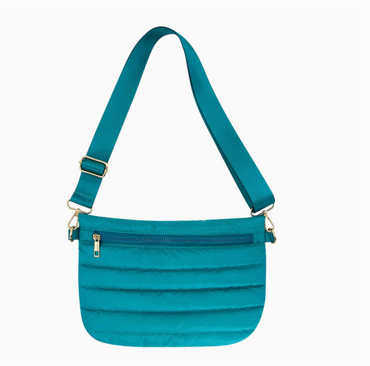 Teal Puffer Messenger Crossbody Bag