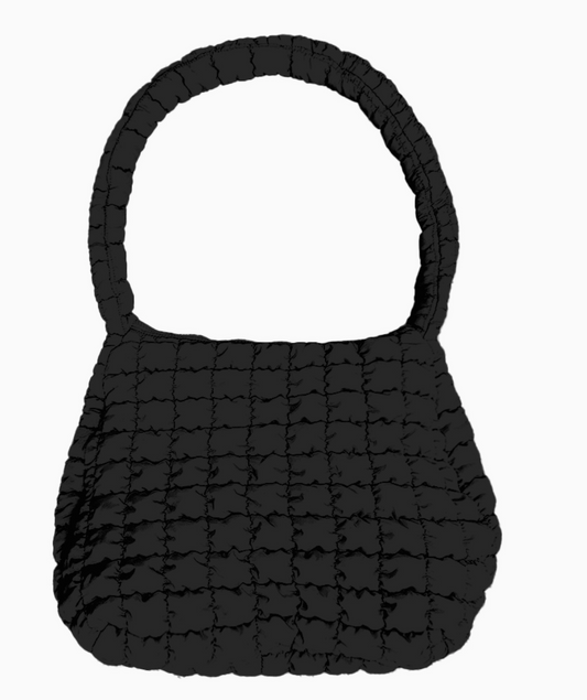 Black Quilted Puffer Tote Bag