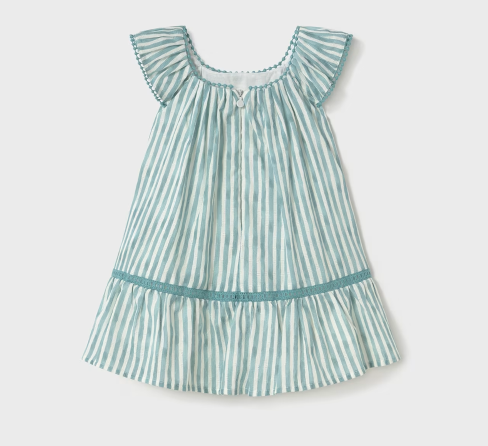 Stripe Teal Ladder Stitch Dress