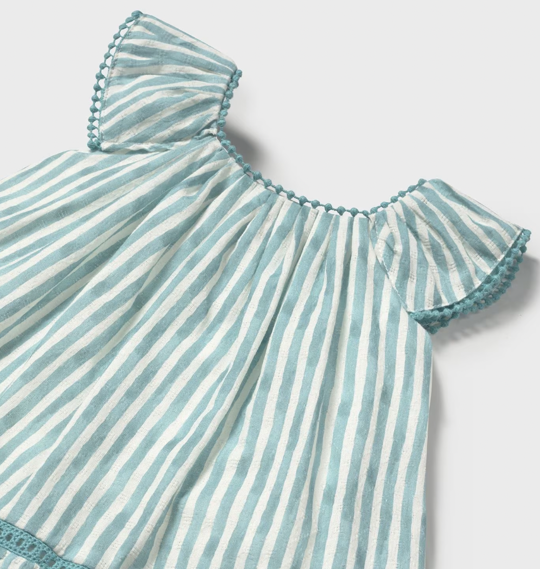 Stripe Teal Ladder Stitch Dress