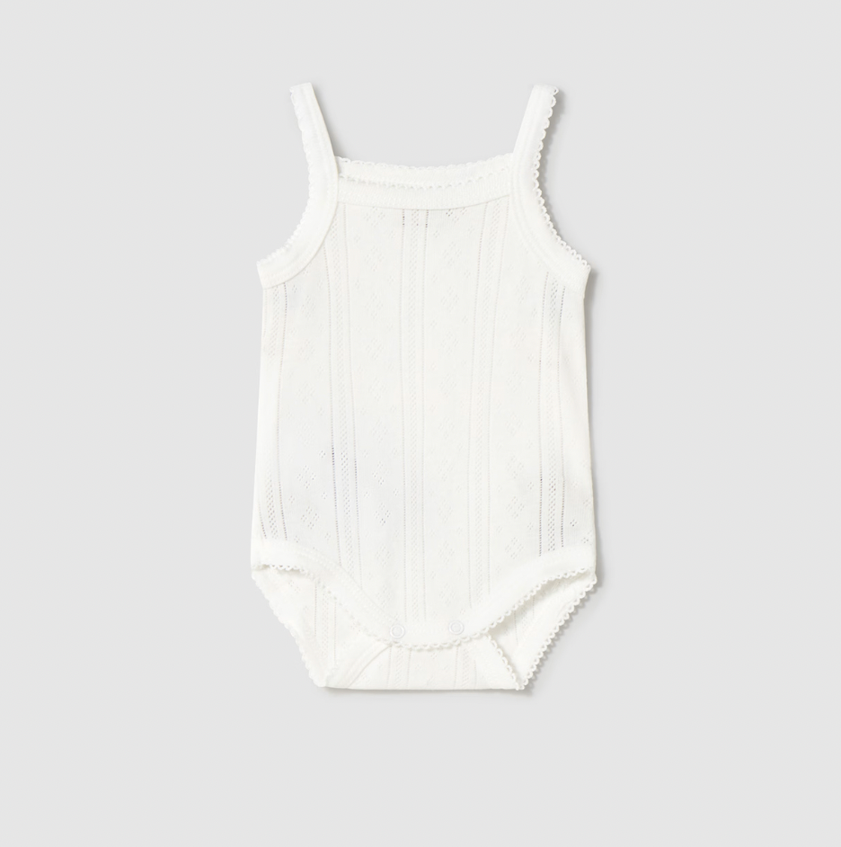 White Pointelle Tank Bodysuit