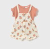 Peach Floral Overalls Set