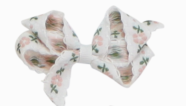 Dainty Floral Embroidered Bow