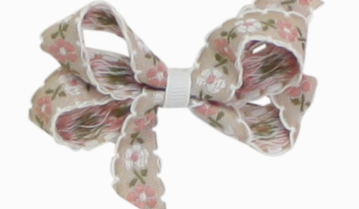 Dainty Floral Embroidered Bow