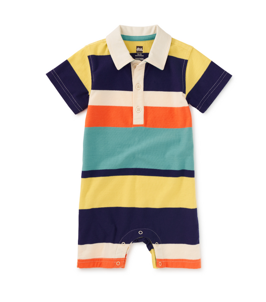 Patina Stripe Polo Romper