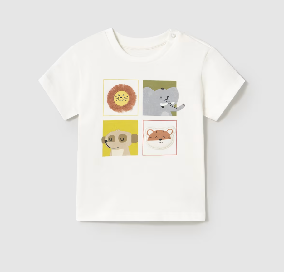 White Jungle Animals Tee