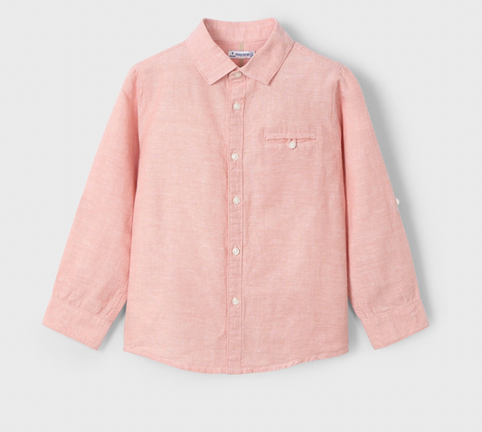 Salmon Linen Blend Shirt