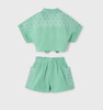 Green Lace Shorts Set