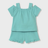 Teal Rib Shorts Set