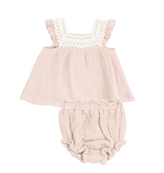 Heart Crochet Rose Pinafore Set