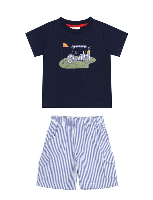 Navy Golf Top & Shorts Set