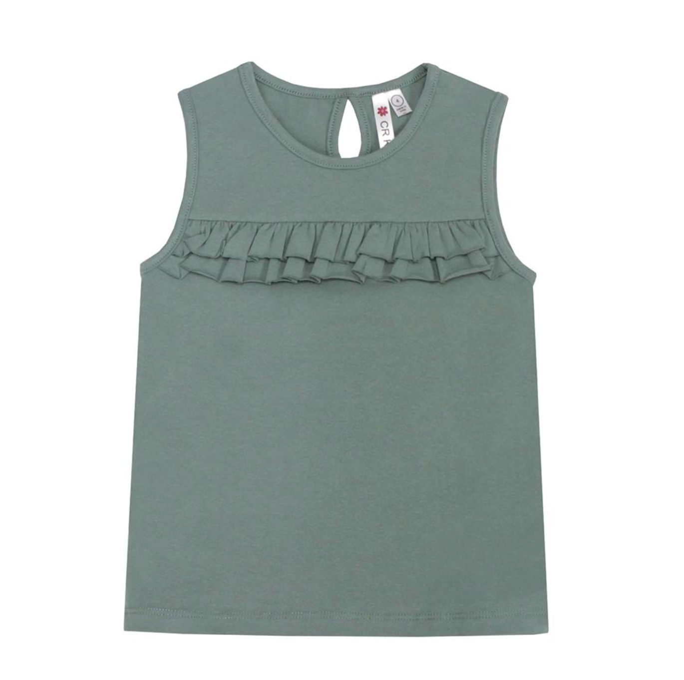 Olive Knit Ruffle Trim Tank