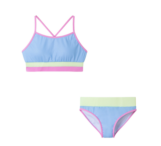 Ribbed Colorblock Two Piece Swimsuit