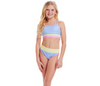 Ribbed Colorblock Two Piece Swimsuit