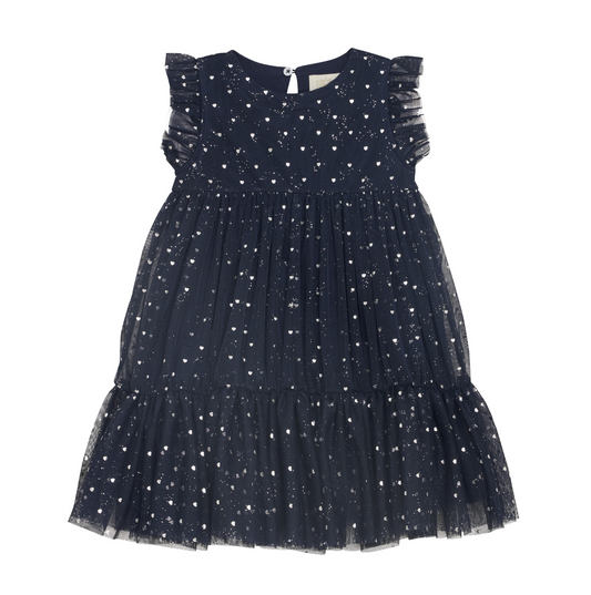 Silver Hearts Navy Dress