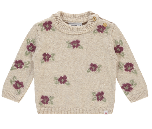 Rose Floral Ivory Sweater