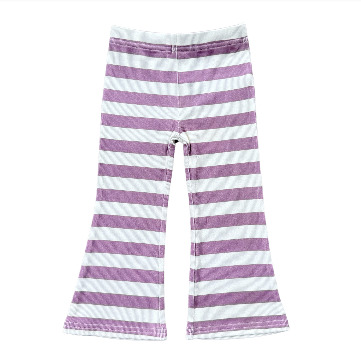 Purple and white striped pants on a white background