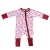 Baby onesie with candy cane pattern on a white background