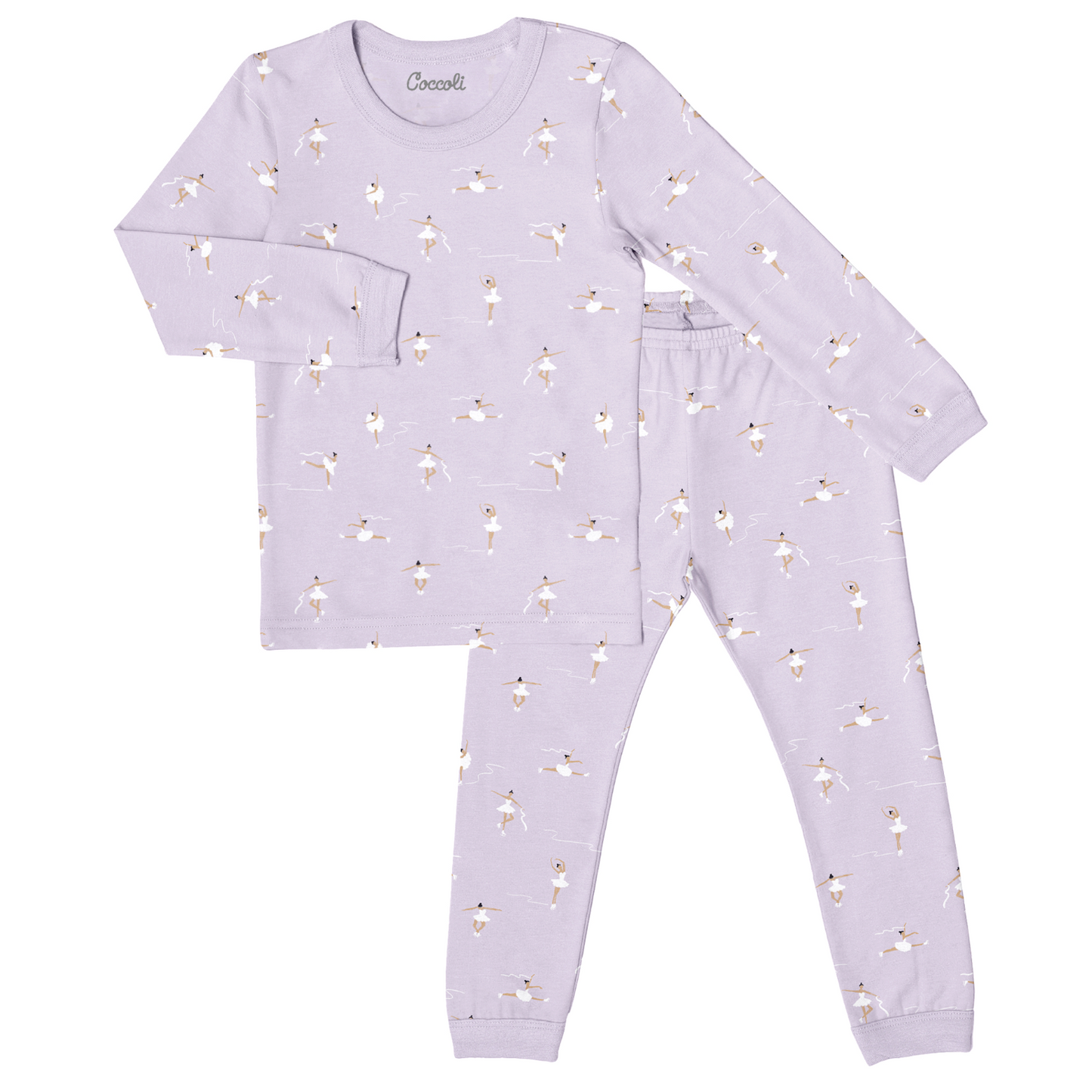 Children's pajama set with unicorn pattern on a white background