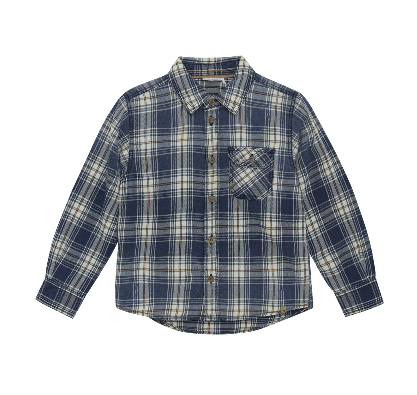 China Blue Plaid Button Top