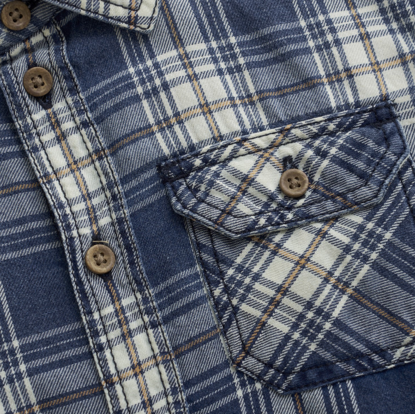 China Blue Plaid Button Top