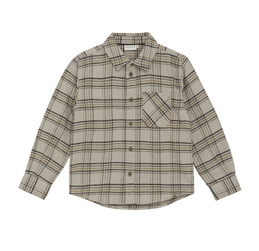 Oxford Tan Plaid Button Top