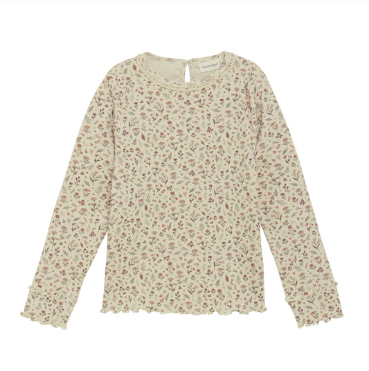 Sandshell Floral Ribbed Top