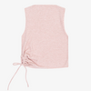 Pink sleeveless top with tie detail on a white background
