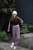 Lavender Mist Fleece Split Hem Pants