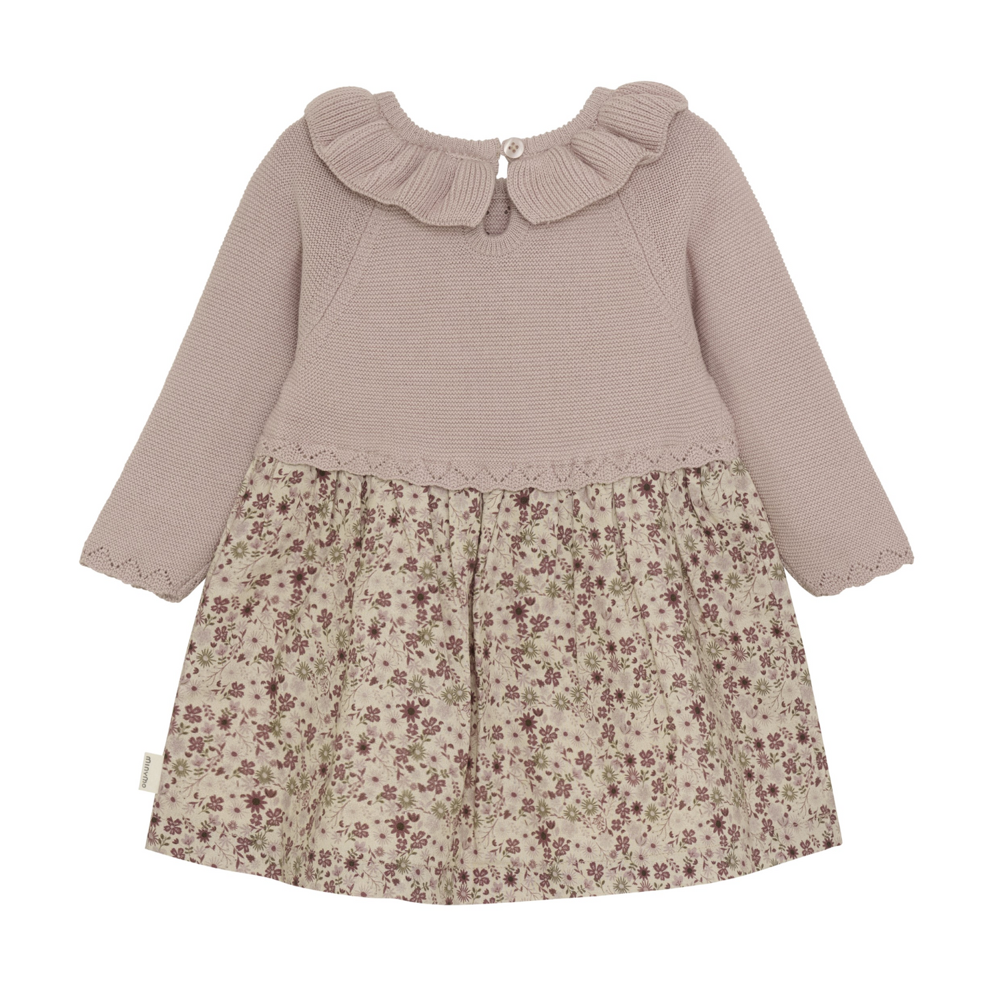Mauve Ruffle Collar Floral Dress