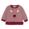 Red and white striped sweater with reindeer design on a white background