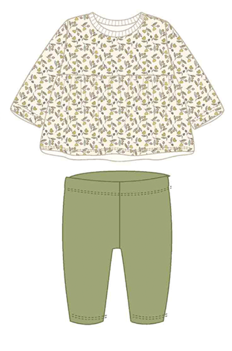 Floral Olive Leggings Set
