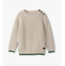 Oatmeal Melange Button Neck Sweater