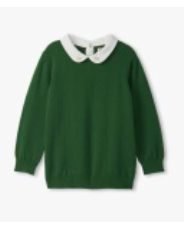 Green Sweater with White Collar