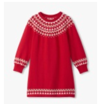 Red Fair Isle Swing Sweater Dress