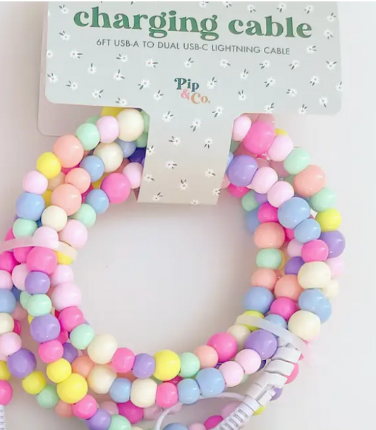 6" Pastel Rainbow Beaded Phone Charger