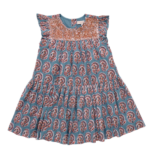 Blue Paisley Fiona Dress