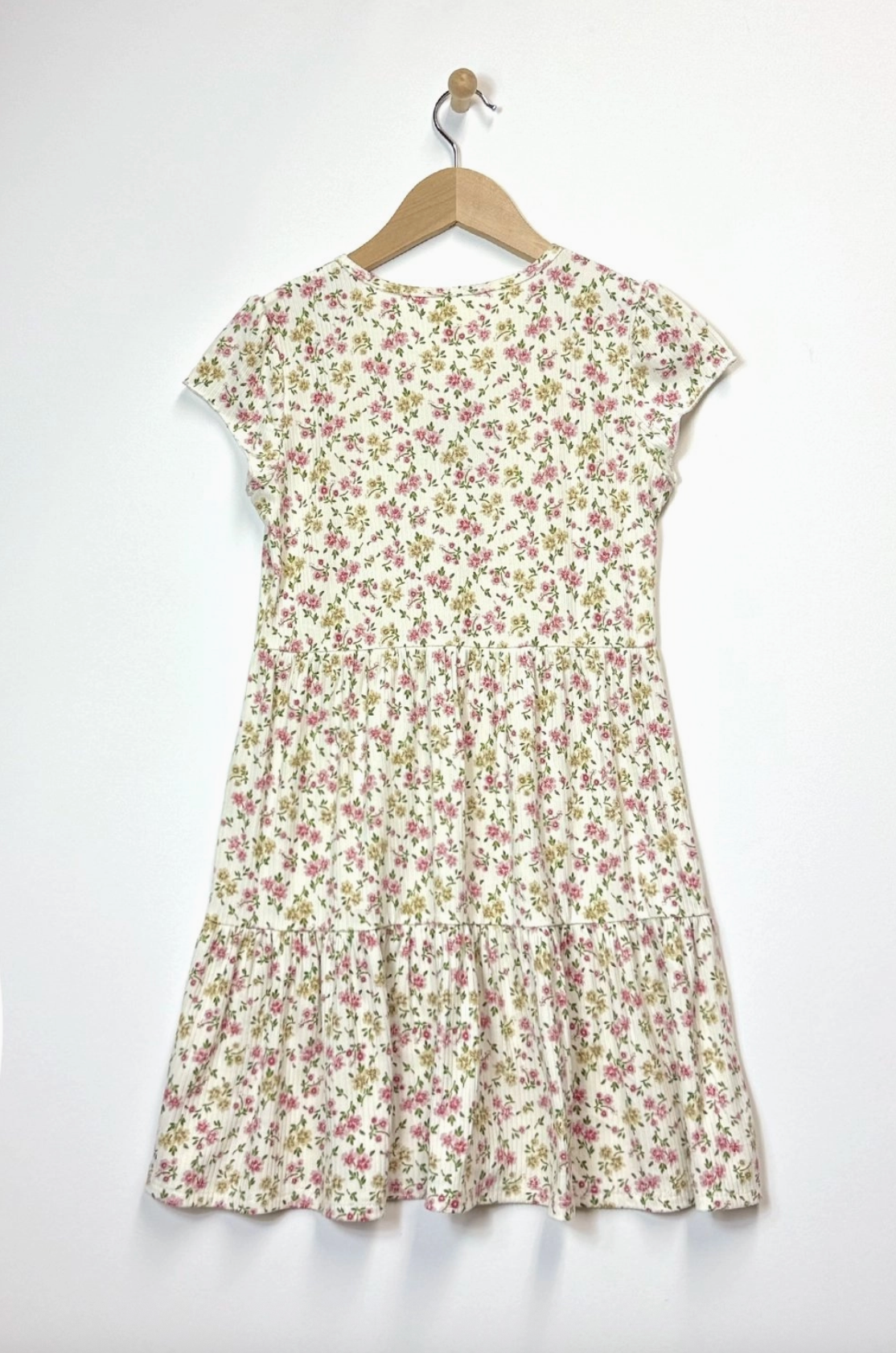 Faux Button Floral Dress
