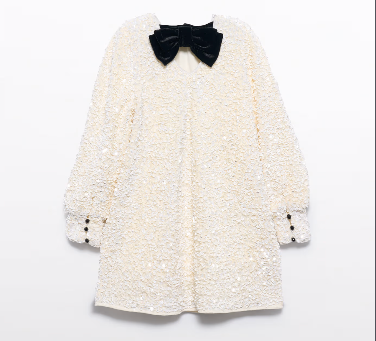 Cream Sequin and Bow Dress