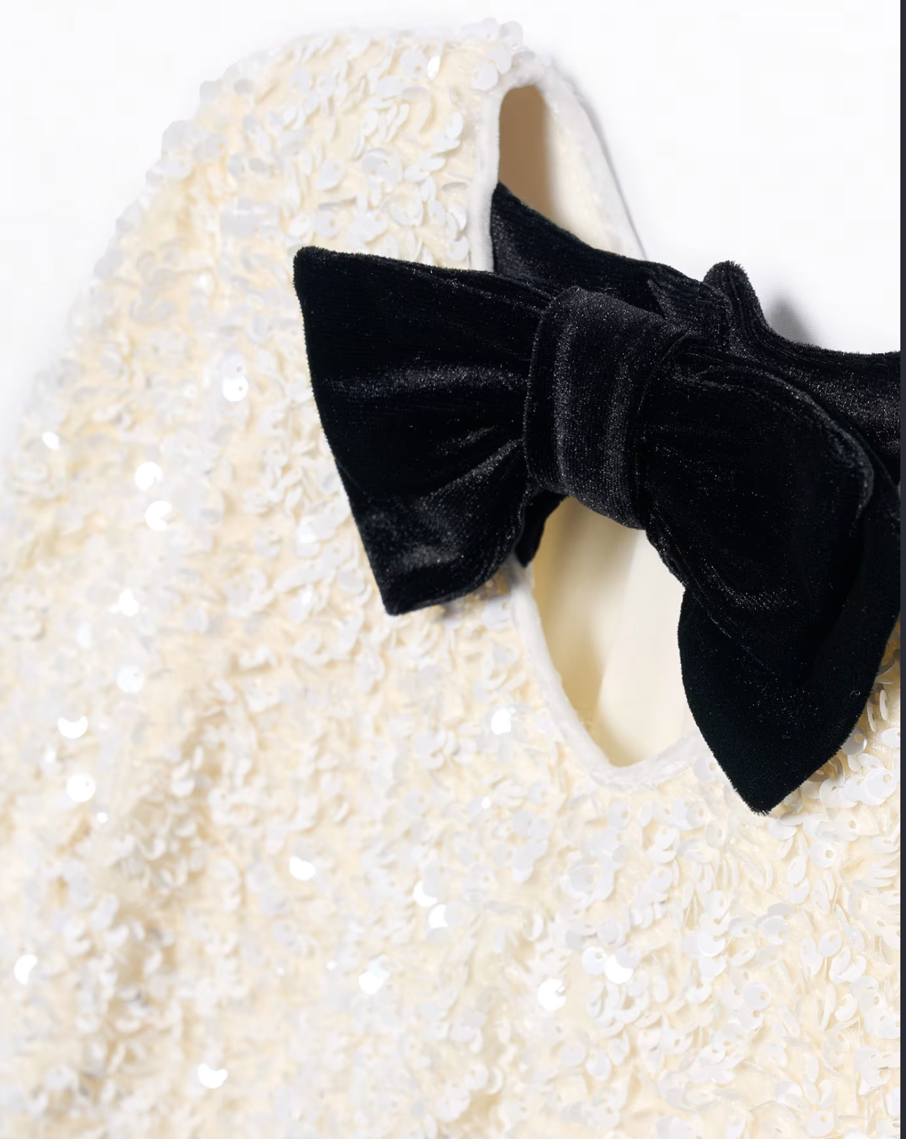 Cream Sequin and Bow Dress