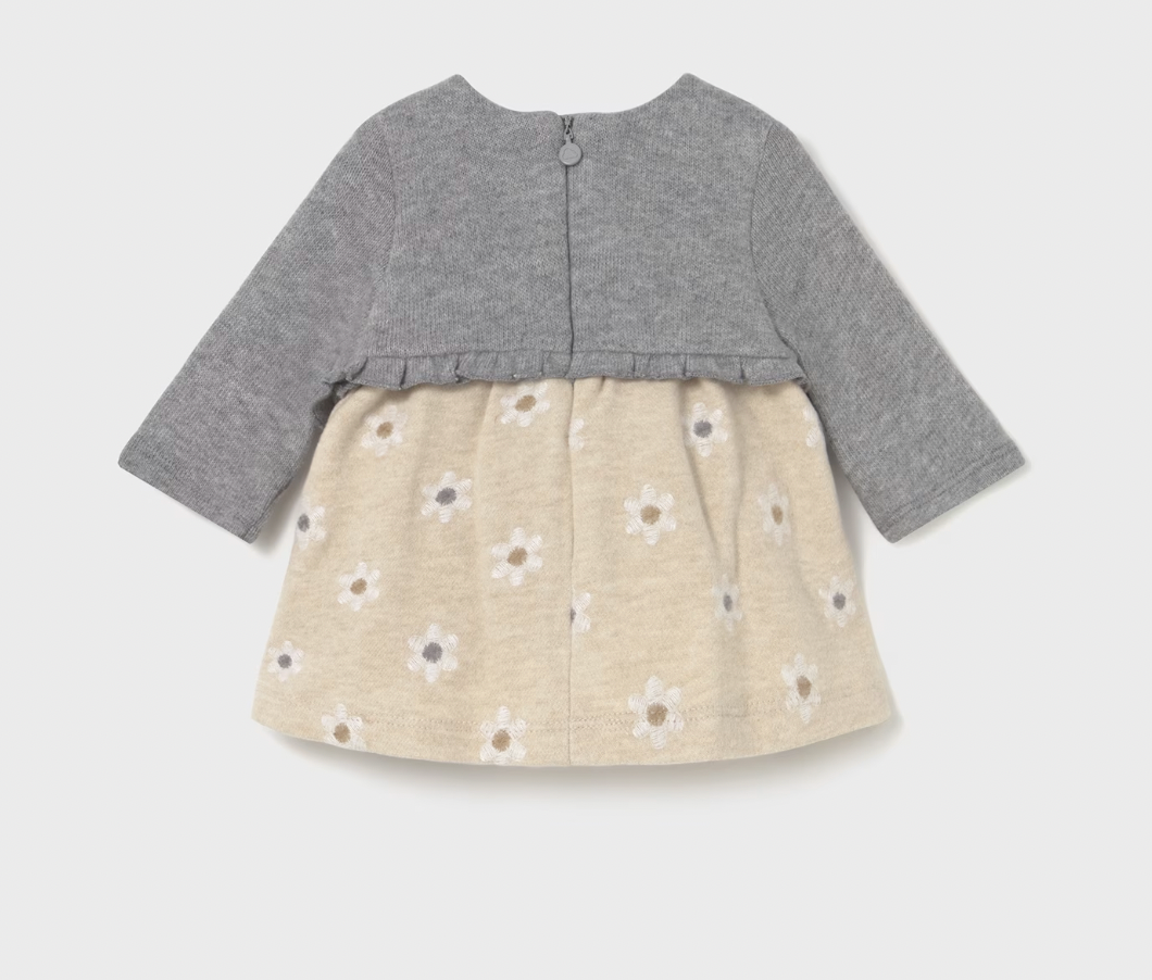 Tan Flower Dress with Cardigan