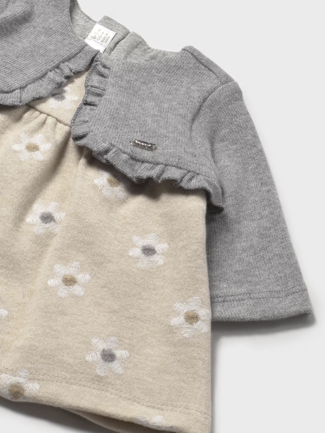 Tan Flower Dress with Cardigan
