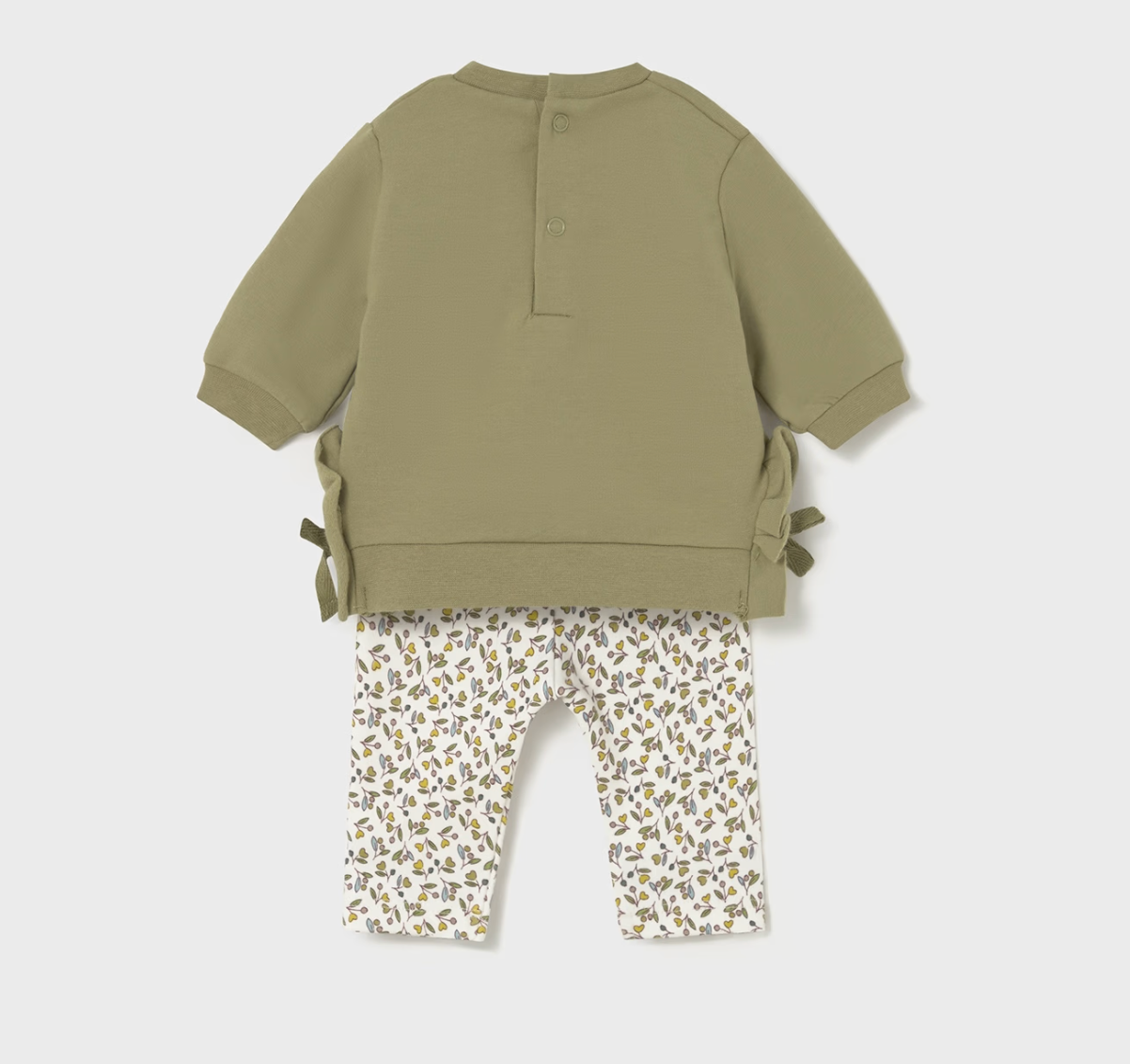 Olive Floral Bow Leggings Set