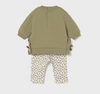 Olive Floral Bow Leggings Set